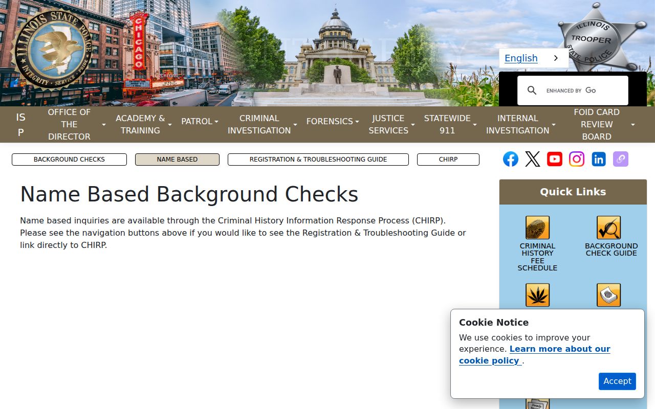 Illinois State Police name-based criminal history inquiry information