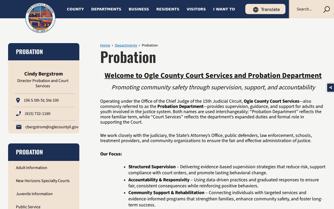 Ogle County Court Services and Probation programs