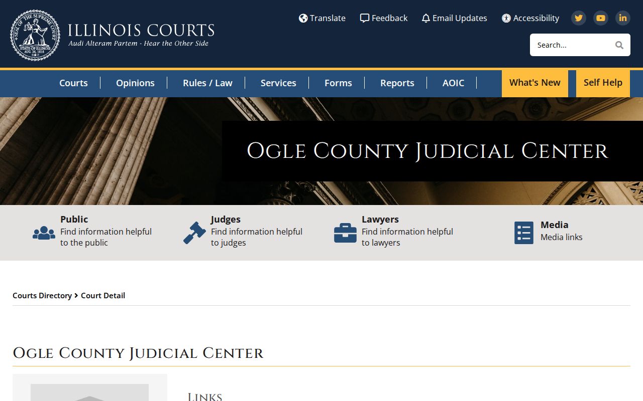 Ogle County Judicial Center for criminal court case records